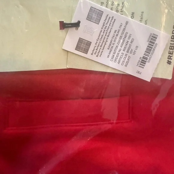 Burberry, NWTs Red Kids script logo track pants size 10 Y